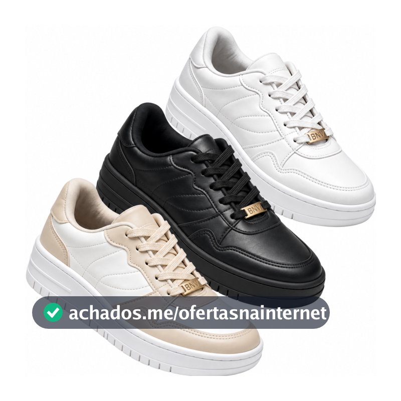 Tênis Feminino Plataforma Casual Benévola Branco Preto Macio Sapatenis Confortável Estiloso Leve