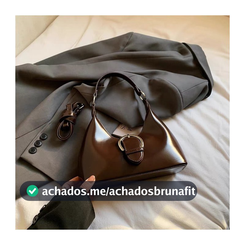 c14 Bolsa Ombro Brilhante Fivela Metálica, couro sintético,moda Feminina