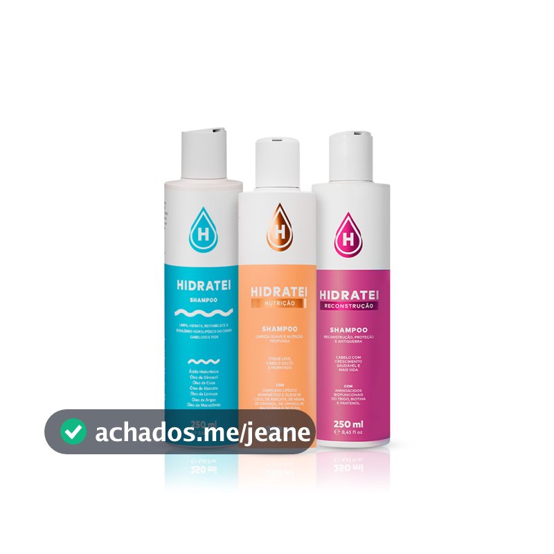 Kit Shampoo Cronograma Capilar Hidratei: Shampoo Hidratação + Reconstrução + Nutrição 250ml