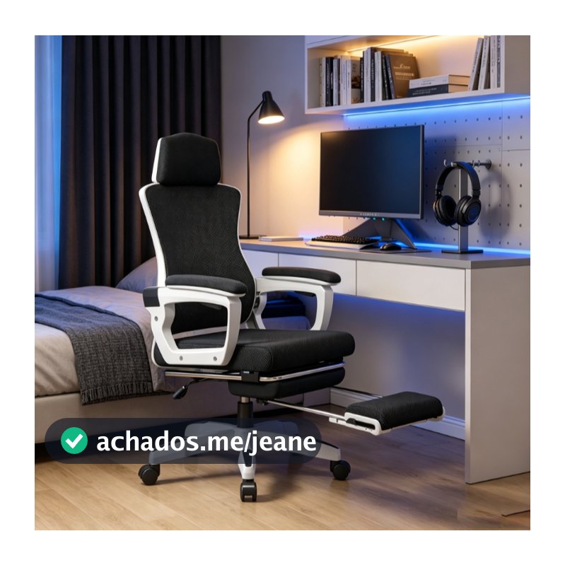 Cadeira Gamer Profissional Reclinável Giratória Ergonômica Tela Mesh Apoio para Pés Confortável Suporte Lombar Home