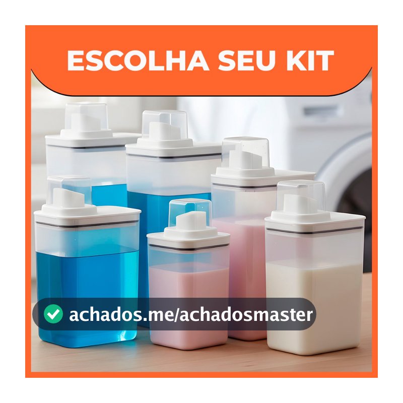 Kit Dispenser Organizador Lavanderia 2,3 litros 1,5 Litros Acrílico (AMACIANTE, SABÃO EM PÓ)