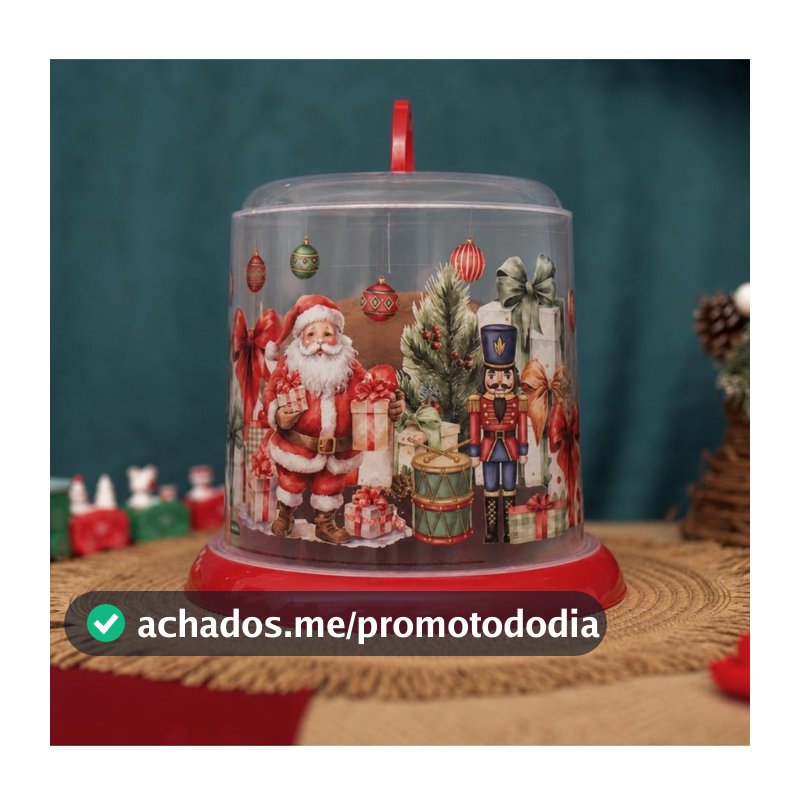 Porta Panetone Chocotone Natal Soldadinho Papai Noel Árvore Presente Laço Vermelho Plasútil