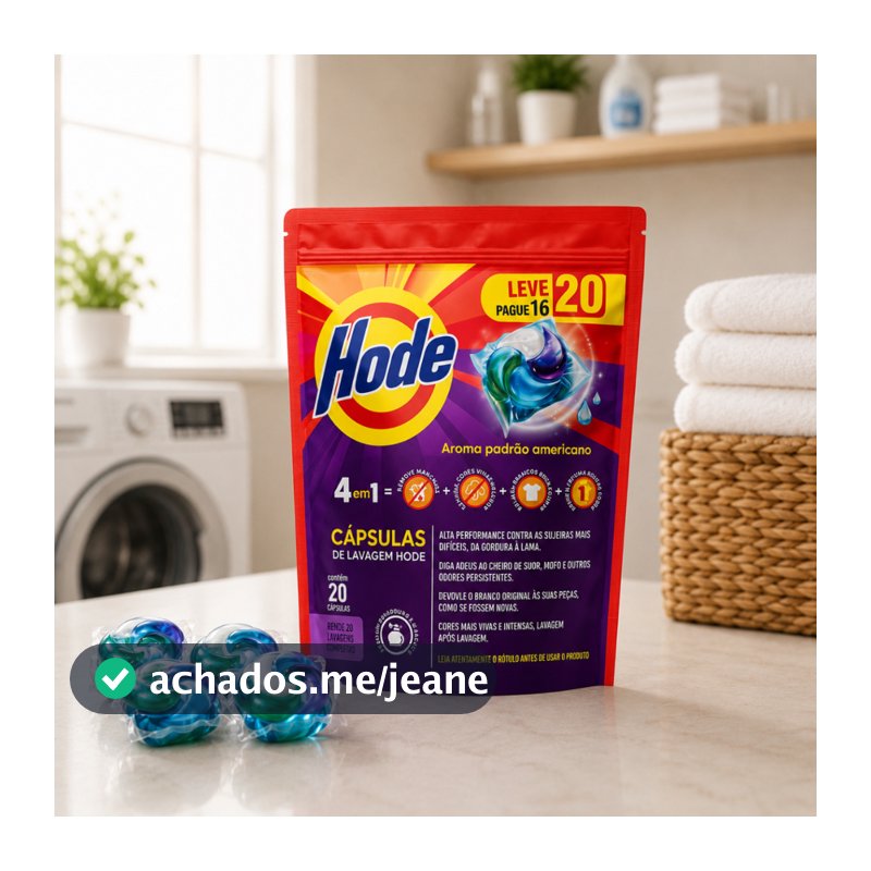 Sabão Cápsula Hode 353g Lava Roupas 4 em 1 Em Cápsula Amaciante Perfume Delicado Suave Detergente