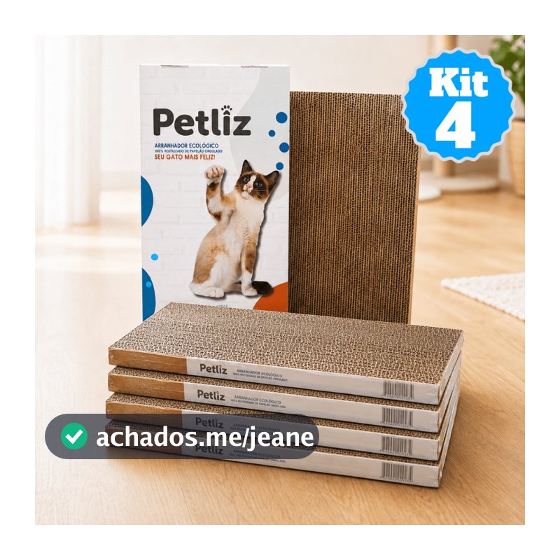 Kit 4 Brinquedo Para Gatos Arranhador Plano Antiestresse De Papelão - Petliz