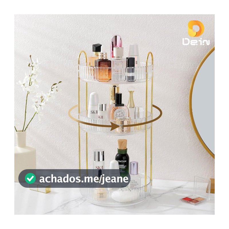 Organizador de Maquiagem Giratório – Suporte Multiuso 2/3 Andares p/ Cosméticos e Perfumes