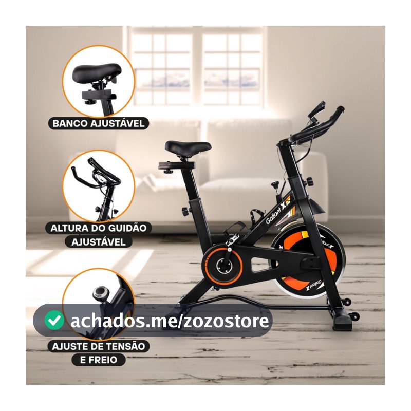 Bicicleta Ergométrica Gallant Elite X Spinning Roda De Inércia 8Kg Ate 110Kg Mecânica (GSB08HBTA-PT)