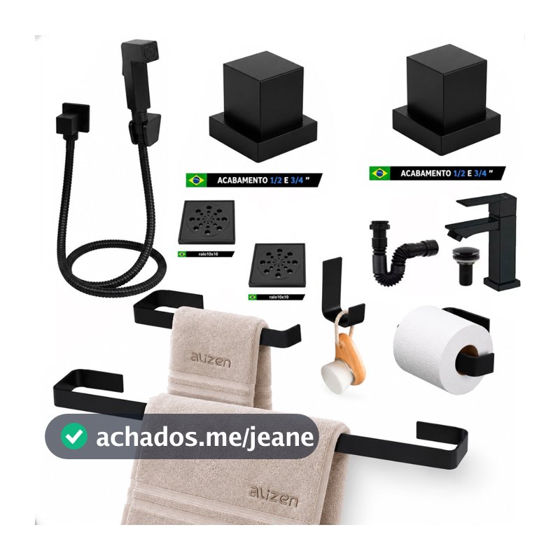 Kit De Acessórios Para Banheiro Preto Com Torneira Ralo Para Banheiro inteligente e Sifão