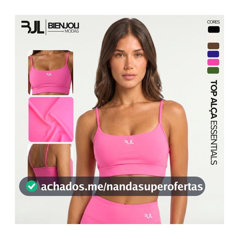 Top Cropped Alça Fitness Feminino ZERO TRANSPARÊNCIA Sustentação Academia com Forro e Entrada para Bojo Treino