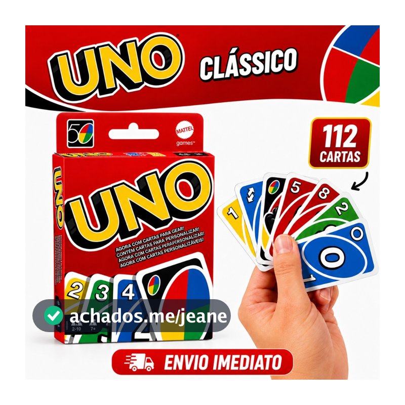 UNO Jogo de Cartas Edição Clássica – Baralho Completo com Cartas Personalizávei