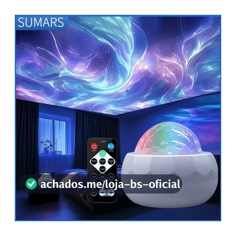 Luz Noturna Aurora Boreal Projetor LED RGB com Controle Remoto USB - Luz Ambiente para Quarto