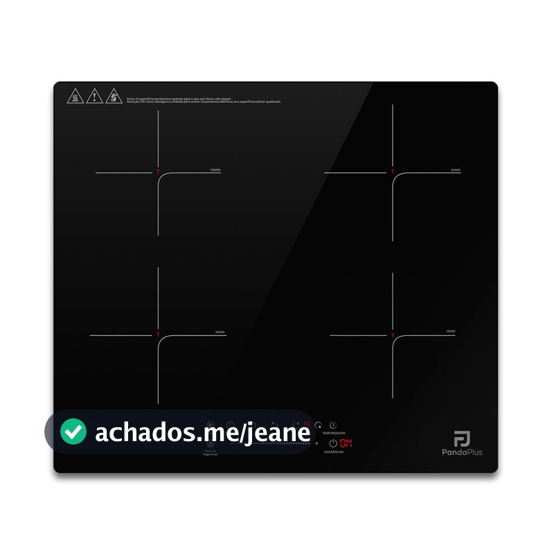 Cooktop Indução 4 Bocas 7000W Preto 220V Painel Touch Embutir Mesa Vitrocerâmica  Panda Plus