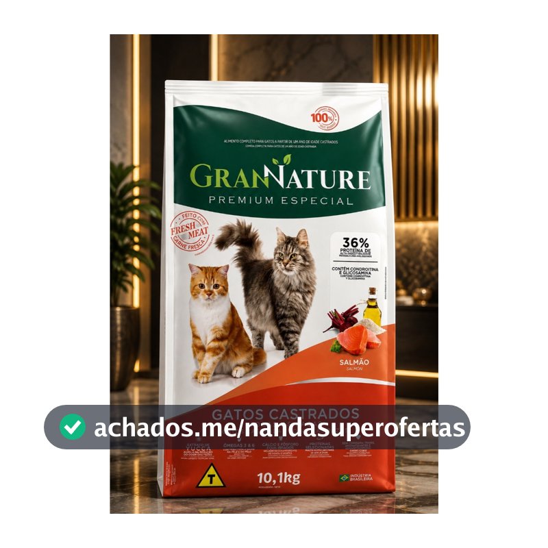 Ração GranNature Premium Especial Gatos Castrados Salmão 10,1kg