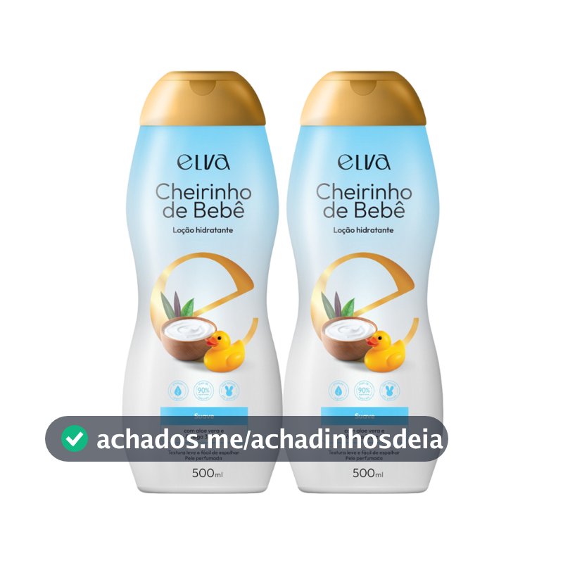 Kit 2 Creme Loção Hidratante Corporal Cheirinho de Bebê 500ml Elva