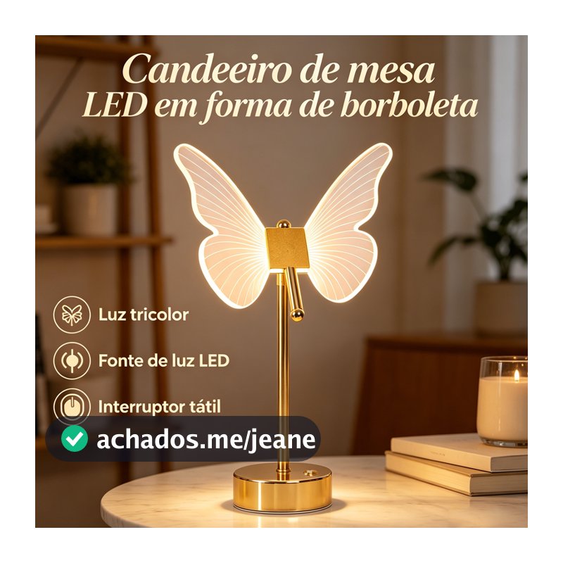 Luminária Borboleta LED Dimmável 3000K-6000K, Decoração Romântica Quarto e Escrivaninha