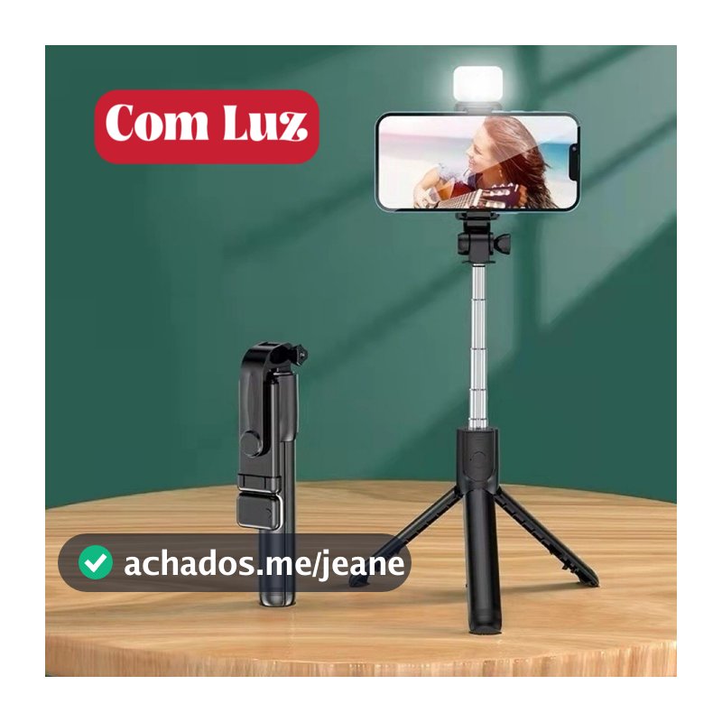 Bastão Pau de selfie Tripé Retrátil Com Luz LED Controle Bluetooth Celular