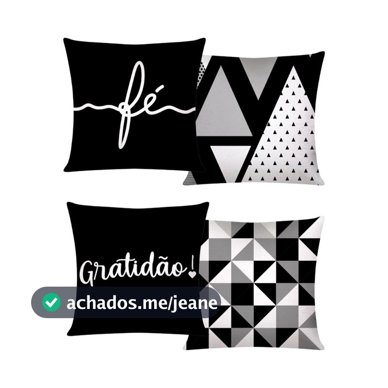 Kit c/ 4 Capas de Almofada Decorativas Modern Print 42x42 - Gratidão e Fé