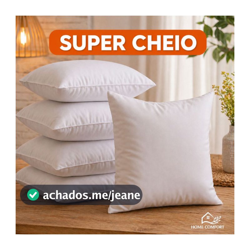 Kit até 6 Unidades Enchimento 45x45 Almofada de Flocos Macia Antialérgica p/ Sofá Cama Decorativa