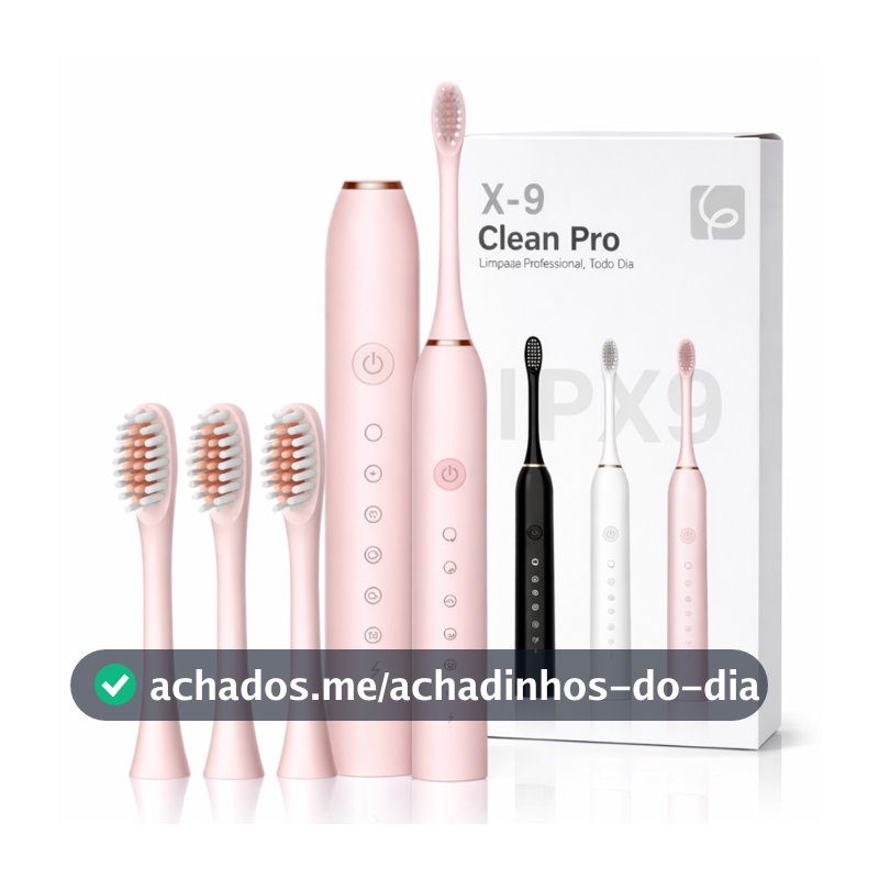 Escova de Dentes Recarregável Elétrica Portátil Ultrassônica com Cabeças Substituíveis
