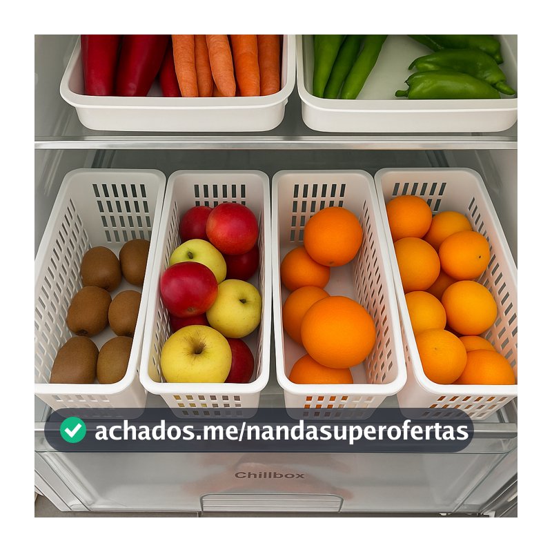 4 Cestos Organizadores De Geladeira Multiuso Branco Empilhável Organizador Cozinha Frutas Legumes Armário