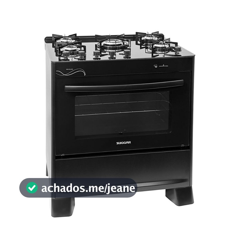 Fogão Suggar Neo Glass 5 Bocas Fgvng510pt Mesa de Vidro Preto