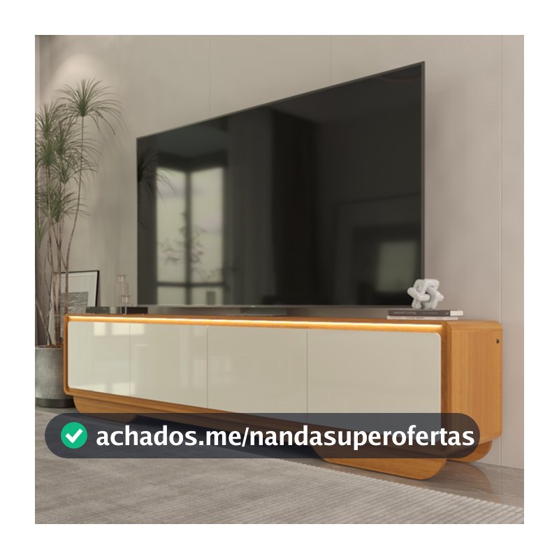 Rack Para TV 75 e 85 Polegadas Com Led Arcus Estilo Orgânico 218 cm