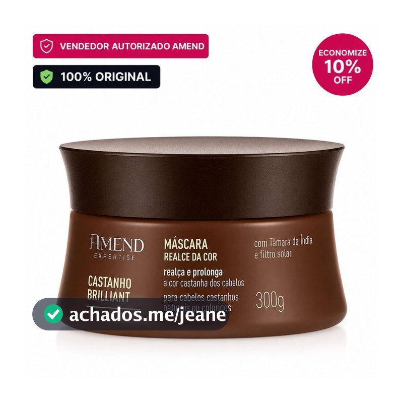 Amend Cosmetics Máscara Expertise Realce da Cor Castanho Brilliant 300g