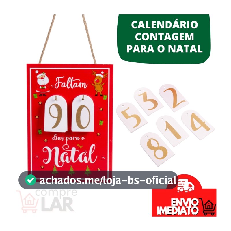 Calendário Contagem Regressiva Para Natal Placa Decorativa Natalina Mdf Decoração Quadro Papai Noel