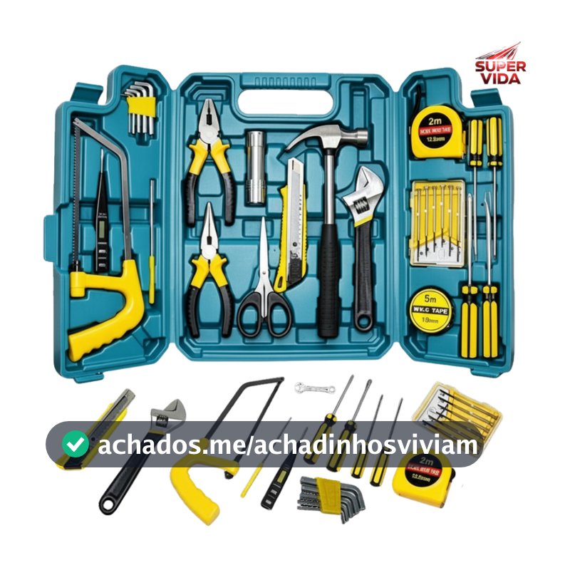 Kit Jogo De Ferramentas 27 Peças Com Maleta Chaves Allen Alicate Martelo Completos