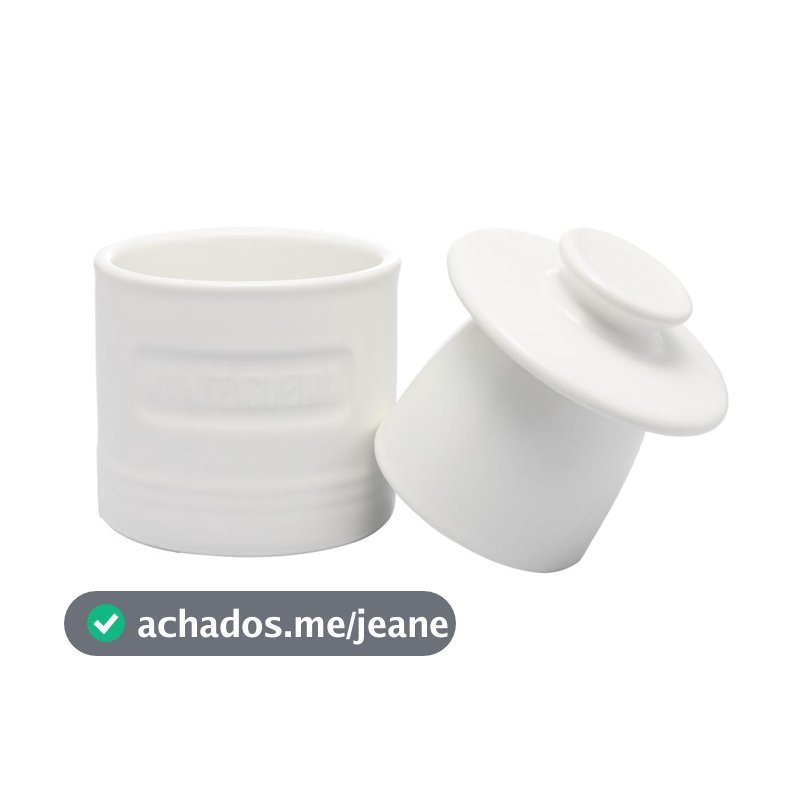 Manteigueira Francesa Wolff de Cerâmica Branca Matte com Tampa 8 cm Porta Manteiga para Mesa Posta Café da Manhã Cozinha
