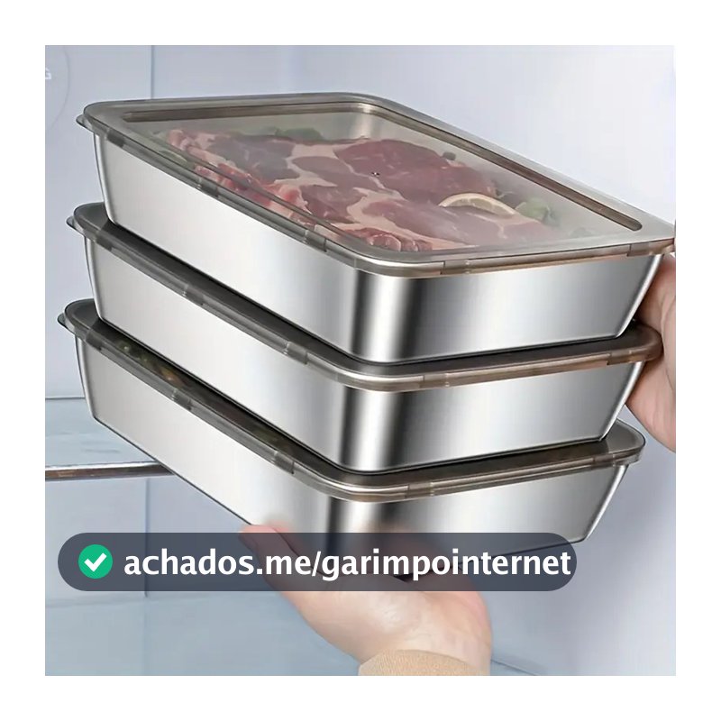 Conjunto de recipientes de armazenamento de alimentos de aço inoxidável durável de 2 peças