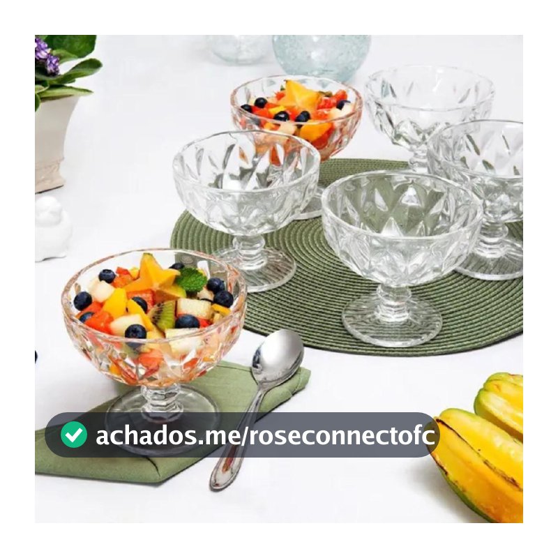 Conjunto Taças Diamante 330ml Transparente Sobremesa
