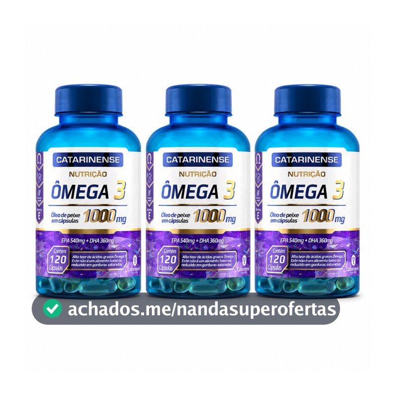 Kit 3 Ômega 3 EPA 540mg DHA 360mg Catarinense 120 cápsulas Alta concentração por cápsula