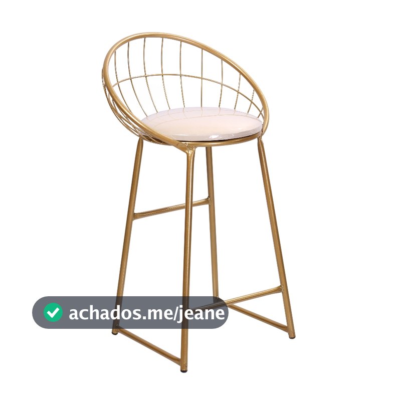 Banqueta Moderna Paris Dourada para Balcão com Assento Banco Alto Cozinha Área Gourmet