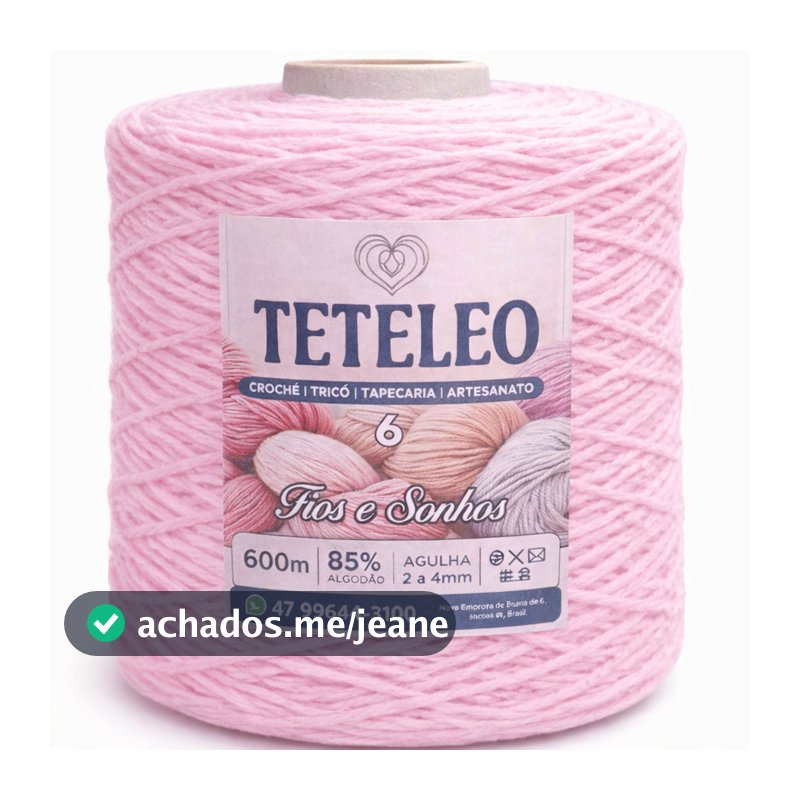 Barbante Nº6 TeTeLeo 85% Algodão – Antialérgico, Não Desbota, Sem Poeira  Crochê, Tricô e Artesanato O Mais Macio Rosa