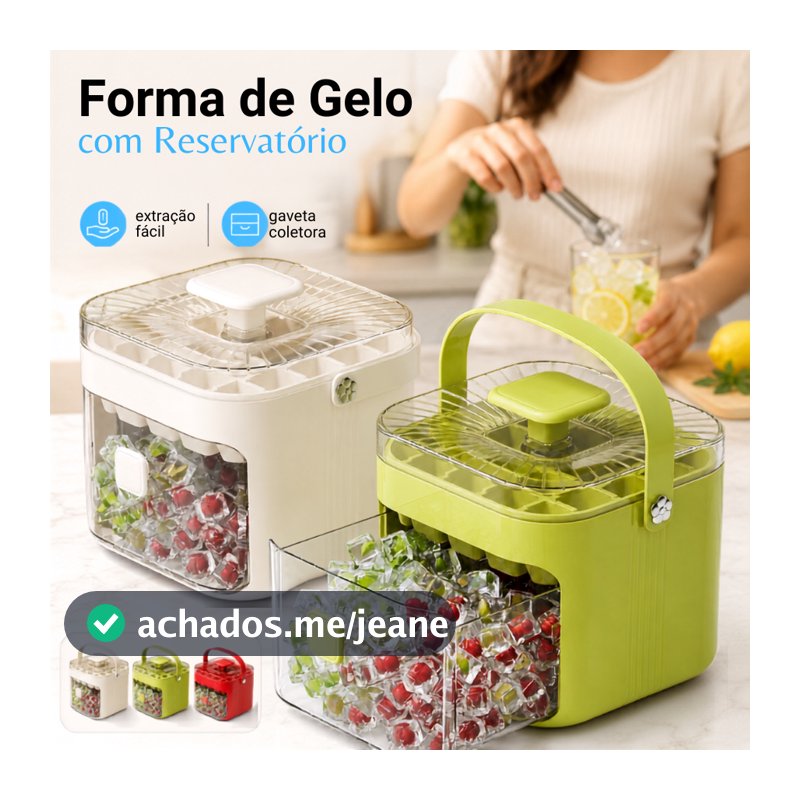 Máquina Manual de Gelo com Caixa Armazenadora Extrator Prático e Alça Portátil para Drinks e Sucos