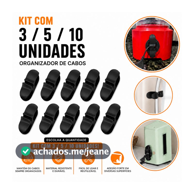 kit 10 / 5 / 3  unidades organizador de cabos e fios organizador casa e cozinha para liquidificador e mixer