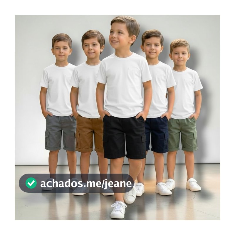 Bermuda Cargo Infantil e Juvenil De Sarja Menino Conforto Estilo Masculina Presente Festa Premium
