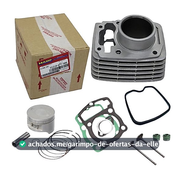KIT CILINDRO DO MOTOR ORIGINAL HAMP + PISTÃO + VÁLVULAS + KIT A + GUARNIÇÃO TAMPA VÁLVULA TITAN/FAN/NXR BROS 150