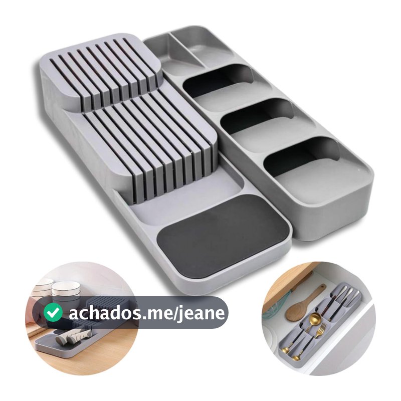 Kit Porta Talheres E Facas Organizador De Gaveta Divisórias