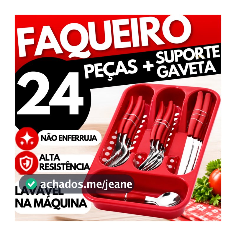 FAQUEIRO 24 Peças Aço Inox Kit 24,20,16,12,8 ou 4 Unidades + Suporte De Gaveta Conjunto Jogo De Talheres Cozinha