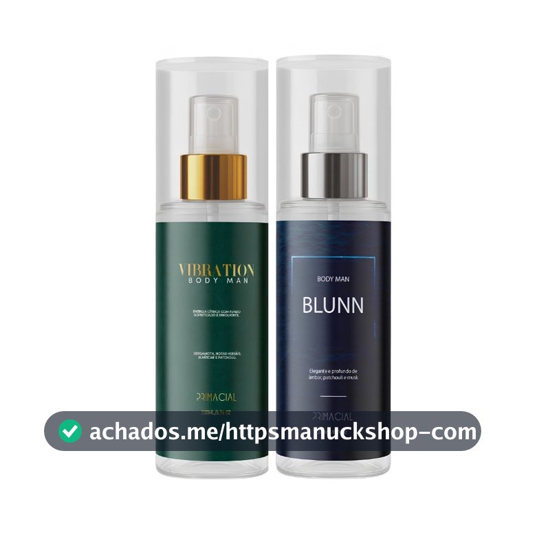 KIT COM 2 BODY SPLASH MASCULINO VIBRATION + BLUNN 200ML - PRIMACIAL CÍTRICO FRESCO
