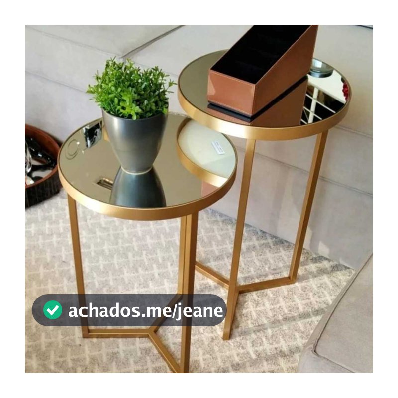 Conjunto de Mesa Lateral com Espelhos para Decoração
