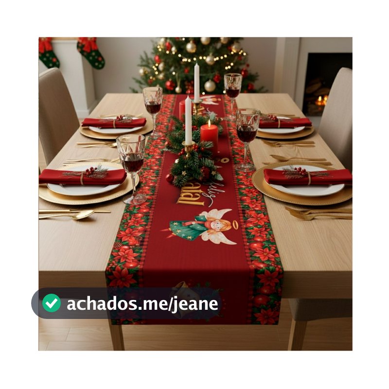 Trilho Caminho De Mesa Natalino Decoração Para Ceia De Natal Tecido Sublimado