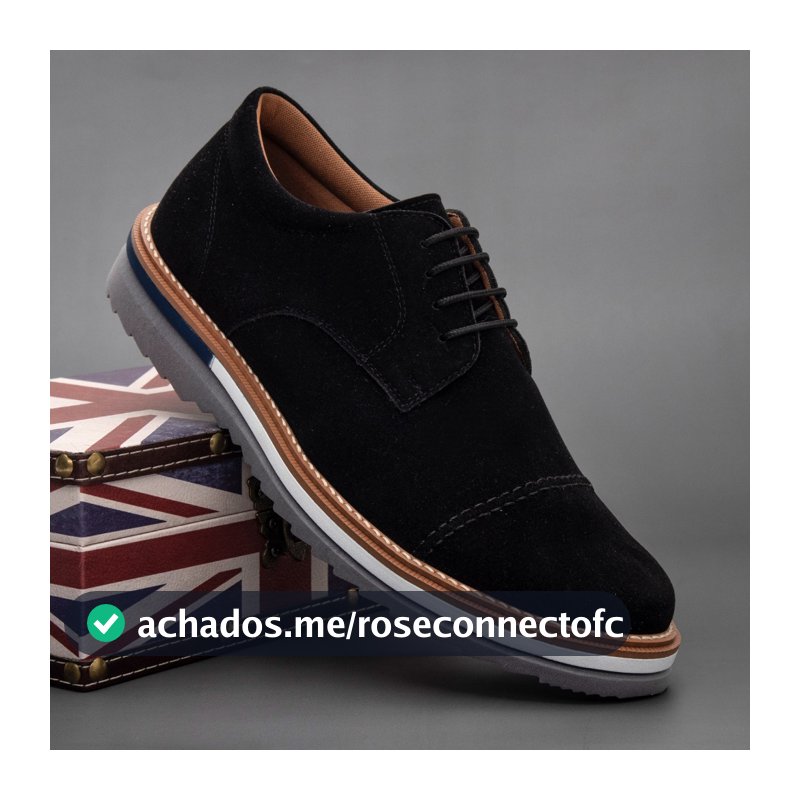 Sapato Masculino Oxford Camurça Brogue Conforto Sola Bicolor Social Casual Elegante Tendência