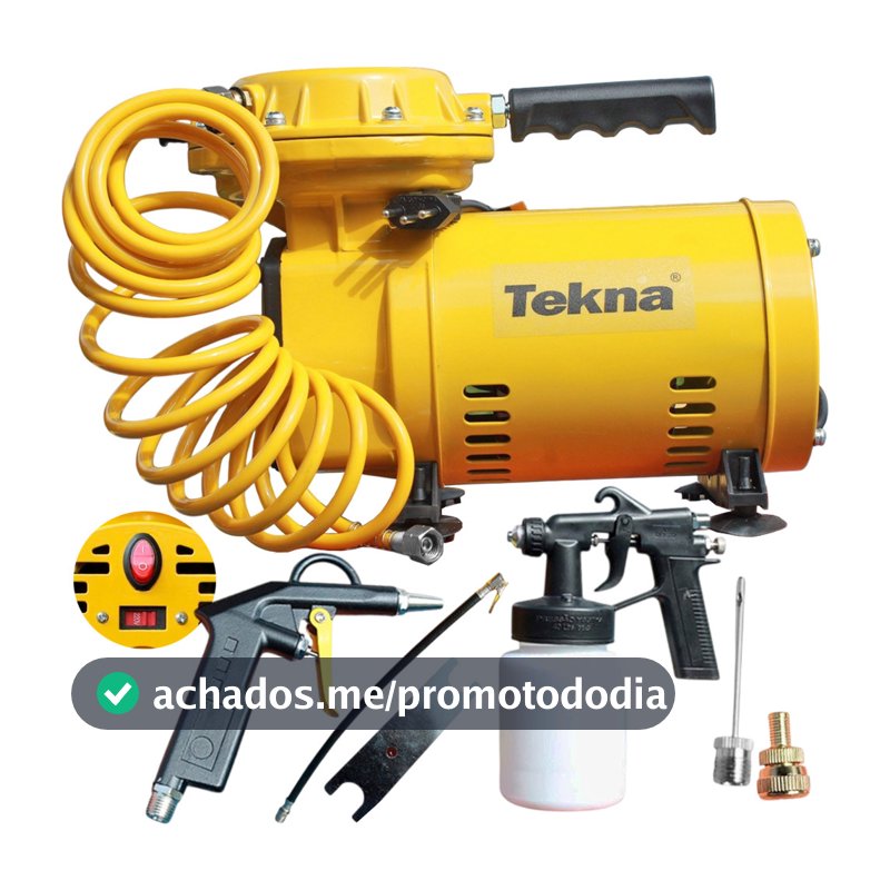 Compressor de Ar Portatil 1/2Hp Seletor de Voltagem Tekna Com Kit Pintura
