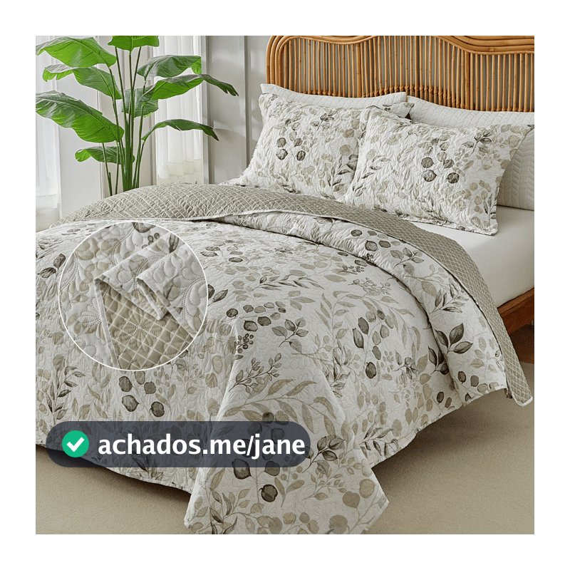 Kit Colcha Cobre Leito 3 Peças Itália Estampado Dupla Face Aba Americana King Queen Casal Solteiro