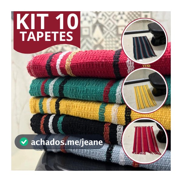 Kit 10 Tapetes Multiuso Para Casa - Algodão - Varias Cores