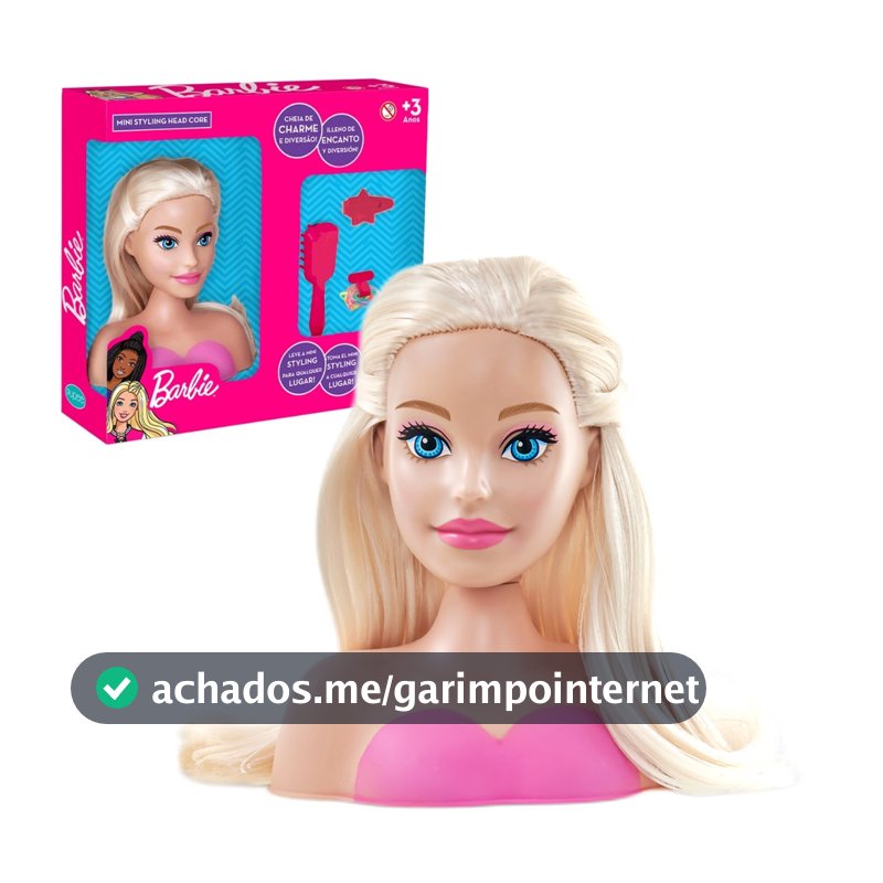 Boneca Mini Barbie Busto Para Pentear Com Acessórios
