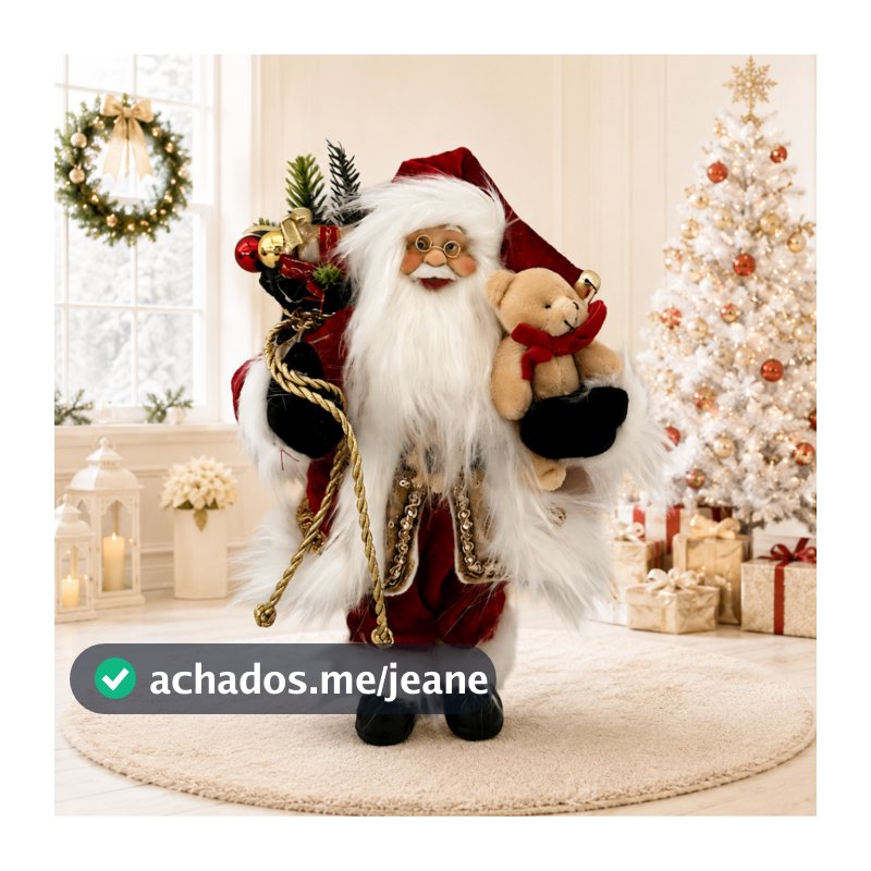 Papai Noel com Urso Natal Decoração Natalina