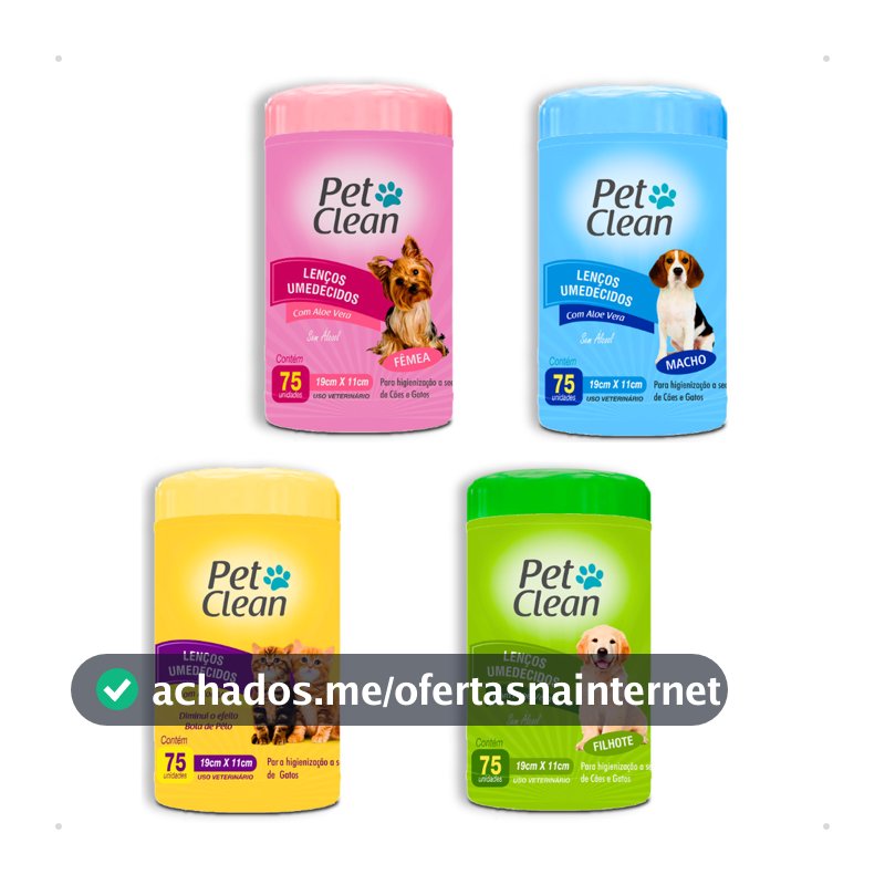 Lenço Umedecido Toalhas Umedecidas para Cachorro e Gato Pet Clean - 75 Unidades